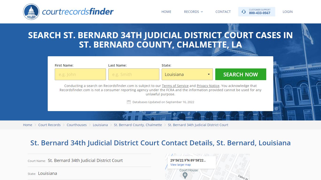 St. Bernard 34th Judicial District Court Case Search - RecordsFinder
